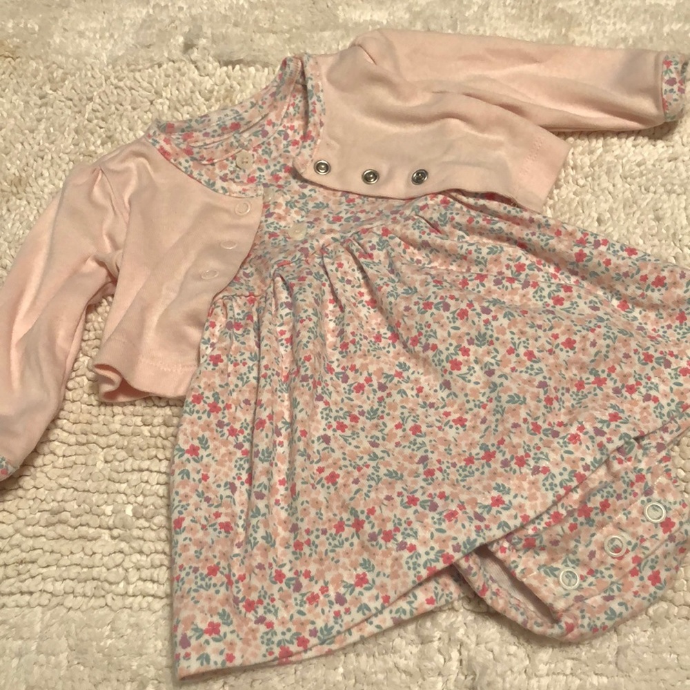 0-3 month Carters dress and cardigan